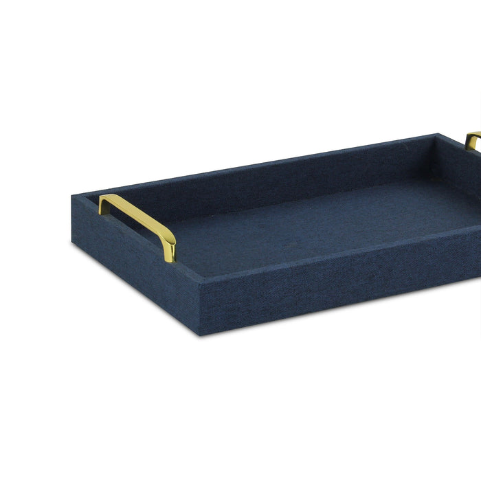 HYGGE CAVE | NAVY BLUE LINEN AND WOODEN TRAY