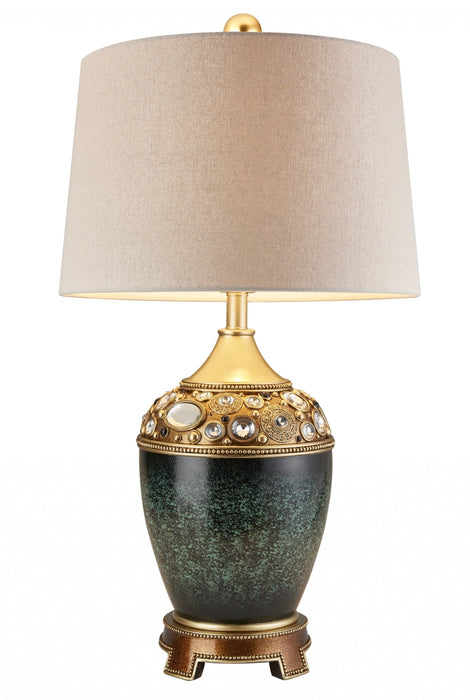 HYGGE CAVE | MARBLE FOOTED TABLE LAMP WITH GREEN ACCENTS