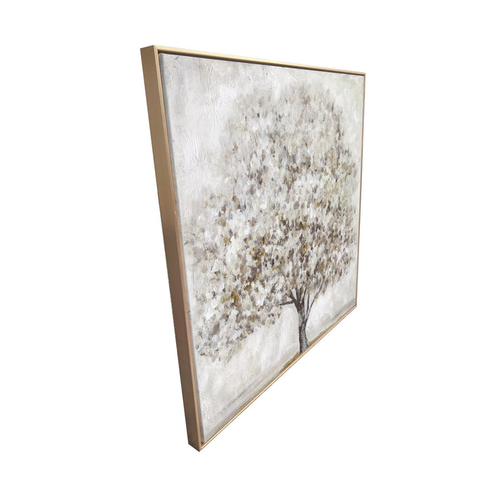 HYGGE CAVE | NEUTRAL GRAY AND TAN LARGE TREE CANVAS WALL ART