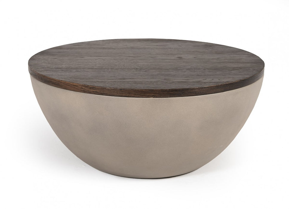 HYGGE CAVE | GREY CONCRETE AND BROWN OAK COFFEE TABLE 