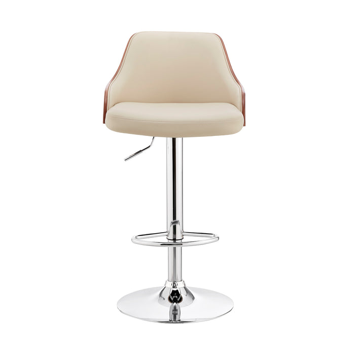 HYGGE CAVE | CREAM FAUX LEATHER ADJUSTABLE MODERN BAR STOOL