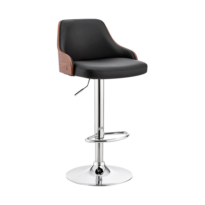 HYGGE CAVE | BLACK FAUX LEATHER ADJUSTABLE MODERN BAR STOOL