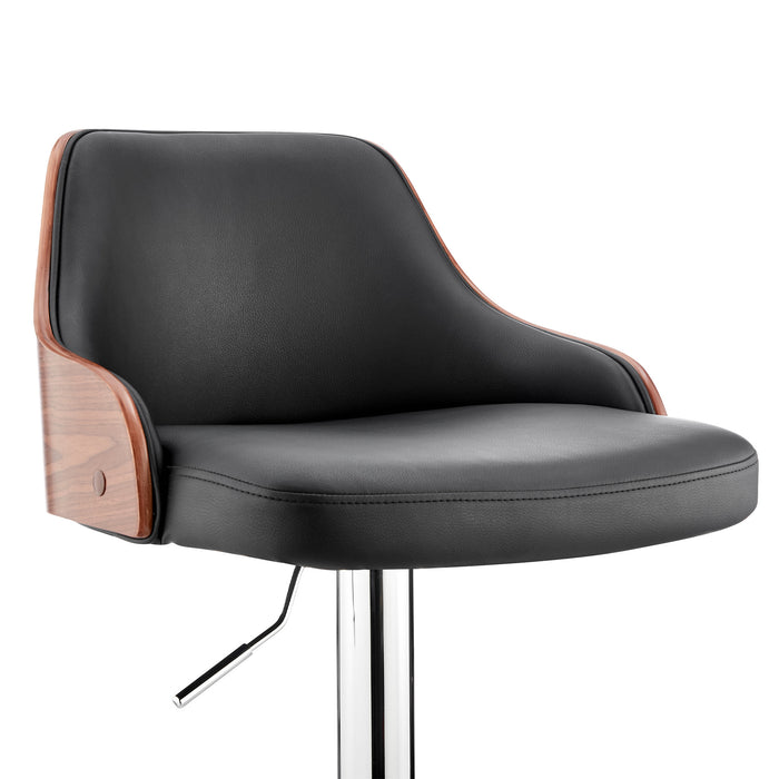 HYGGE CAVE | BLACK FAUX LEATHER ADJUSTABLE MODERN BAR STOOL