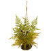 21” FERN ARTIFICIAL PLANT IN METAL HANGING BASKET - HYGGE CAVE