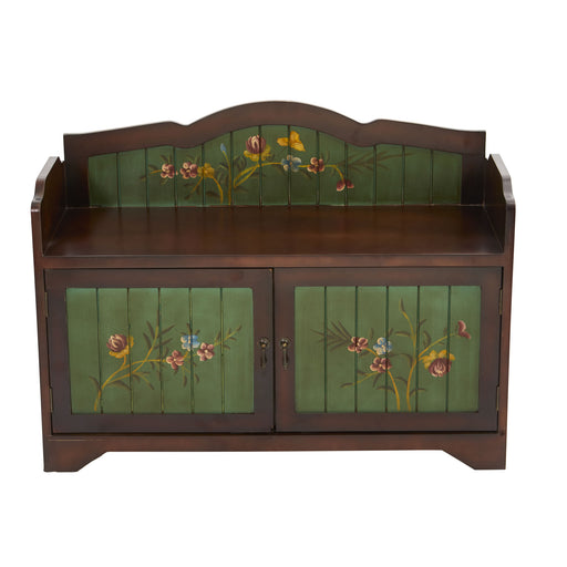 36’’ ANTIQUE FLORAL ART BENCH WITH DRAWERS - HYGGE CAVE