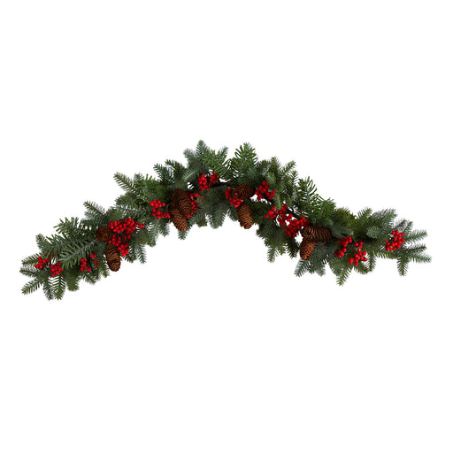 40” PINES, RED BERRIES AND PINECONES ARTIFICIAL CHRISTMAS GARLAND - HYGGE CAVE