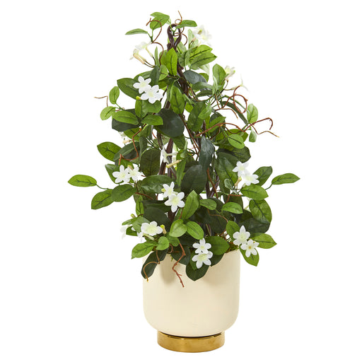 HYGGE CAVE | 26” STEPHANOTIS ARTIFICIAL PLANT IN WHITE DESIGNER BOWL