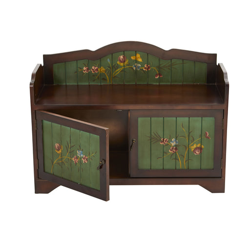 36’’ ANTIQUE FLORAL ART BENCH WITH DRAWERS - HYGGE CAVE