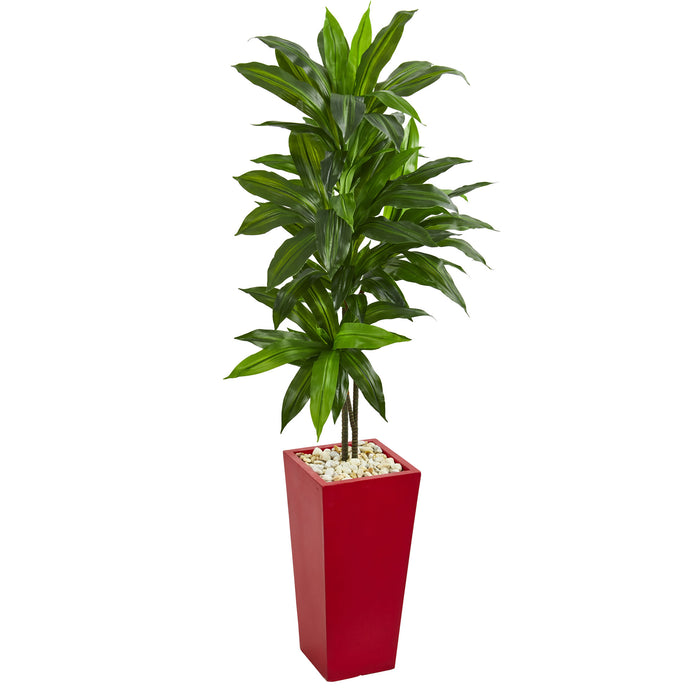 HYGGE CAVE | DRACAENA ARTIFICIAL PLANT IN RED PLANTER