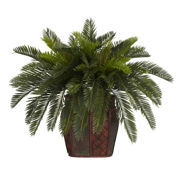 HYGGE CAVE |  DOUBLE CYCAS W/VASE SILK PLANT