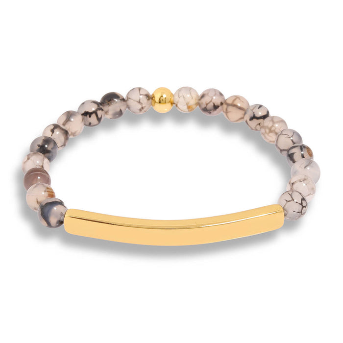 Custom Statement Jewelry / Gold Rope / For Women / Dragon Agate Black Bracelet / Agate Bracelet