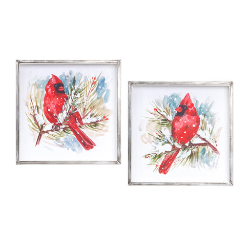  set of Framed Cardinal and Pine Prints - hygge cave