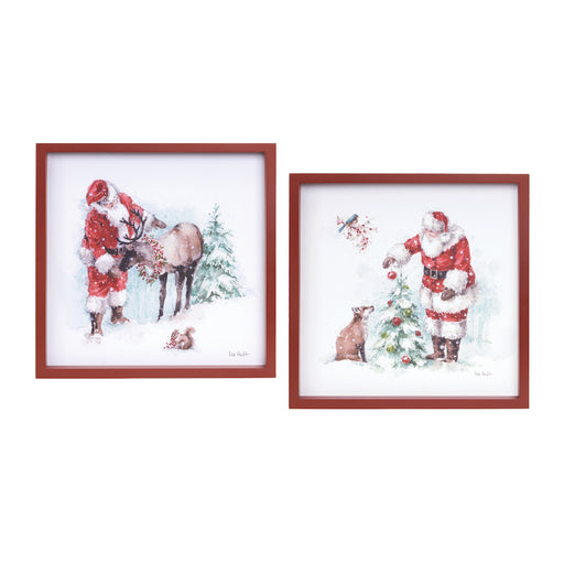 stunning Christmas set of Framed Woodland Santa Prints - hygge cave