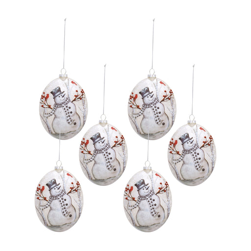 Adorn your Christmas Tree with this beautiful 6-piece set of Snowman Disc Ornaments - hygge cave