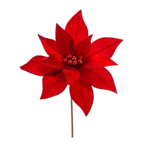 Set Of 6 Polyester Poinsettia Stem - hygge cave