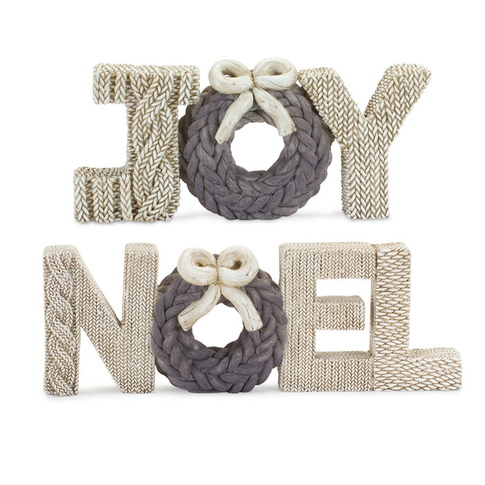 Noel and Joy (Set of 2) ResinFeatures Knitted Christmas Figurines - hygge cave