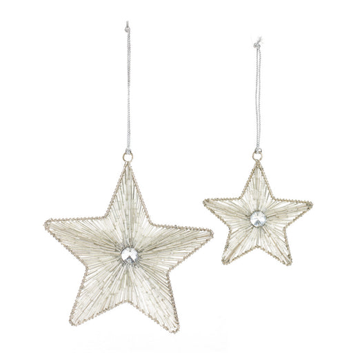 White Glitter Star Ornaments - hygge cave