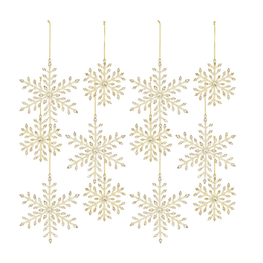 Glass Iridescent Snowflake Glass Ornament set - hygge cave