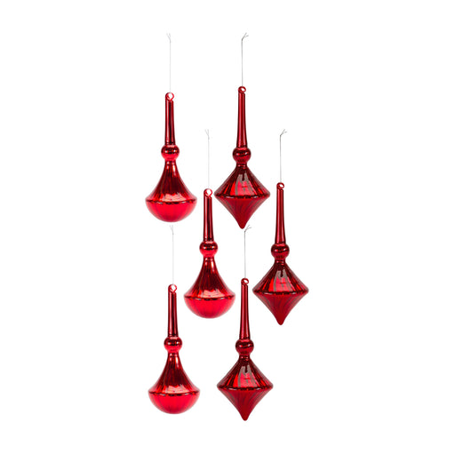 traditional drop and finial ornament design paired with bright red tone - hygge cave