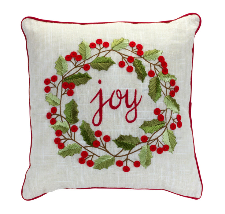 joy and holly wreath pillow - hygge cave
