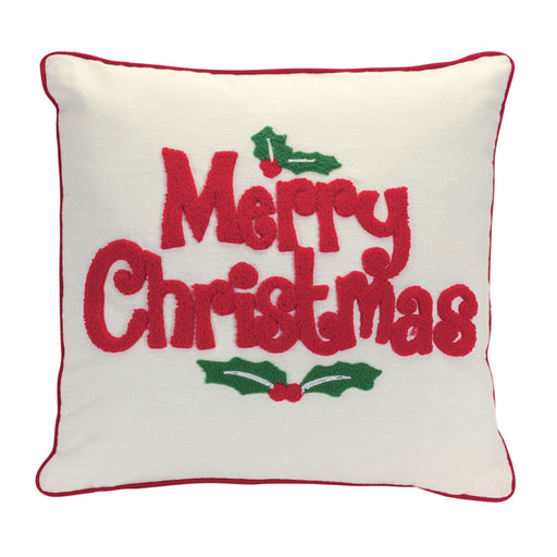 Merry Christmas And Holly Throw Pillow - hygge cave