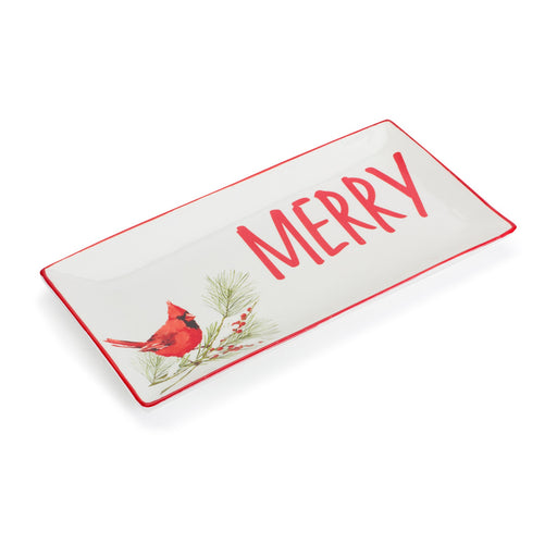 two pieces, the platter includes the sentiment "Merry" - hygge cave