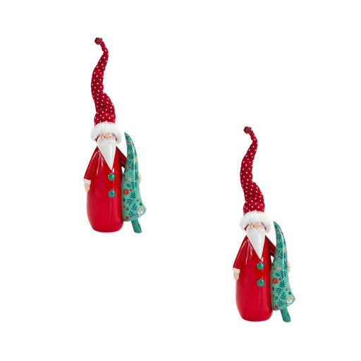 intage Christmas Ceramic Figurine ornament set of 2 Tree Snowman Santa 3" tall - hygge cave