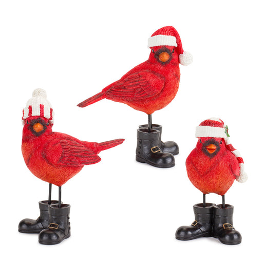 Set of 3 Red Cardinal Birds Winter Holidays Figurine Decor - hygge cave