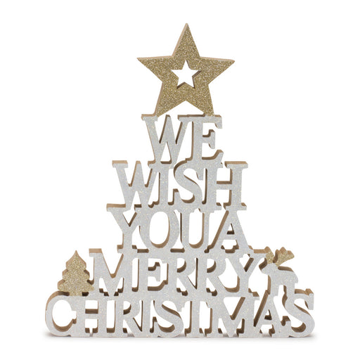 White and gold we wish you a merry Christmas sign - hygge cave
