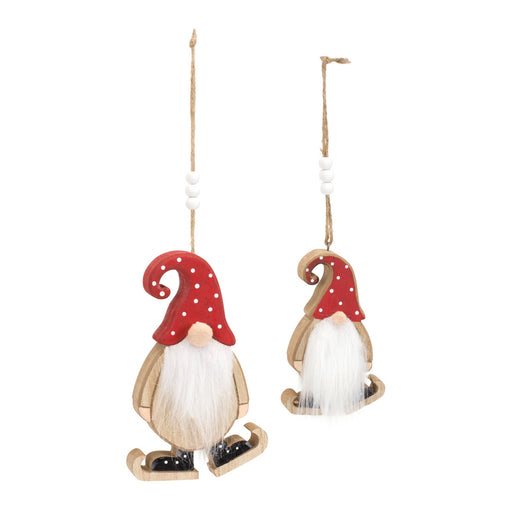 Red Gnome with Skates Novelty Ornament - hygge cave