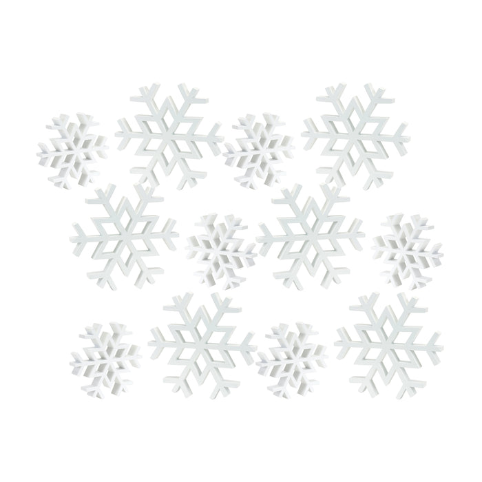 Wooden Snowflake (Set Of 12) White Wood - hygge cave