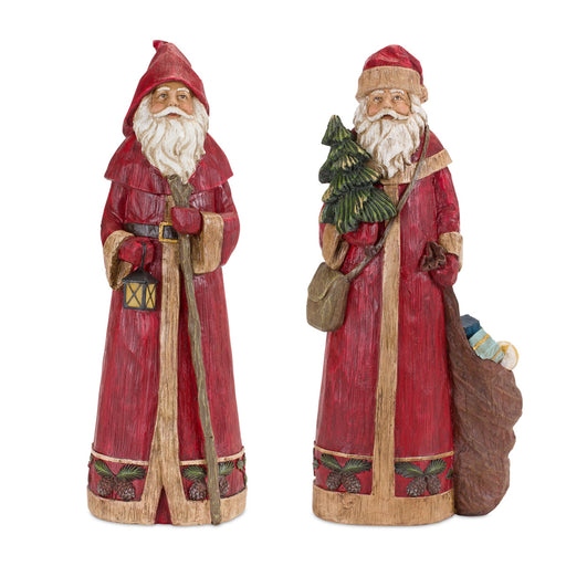 Set of 2 Beige Old World Santa Claus Christmas Tabletop Figures - HYGGE CAVE