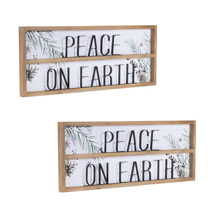 Peace on Earth Sign Holiday Decor Christmas Signs Wall Art Decorations Tin Plaque Home  - hygge cave