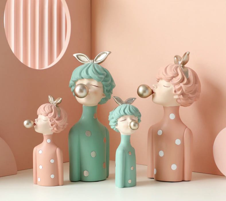 HYGGE CAVE | Modern Hygge Sweet Girls Figures Bubble Resin Decoration