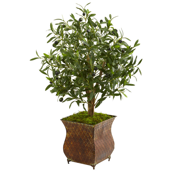 2.5’ OLIVE ARTIFICIAL TREE IN METAL PLANTER