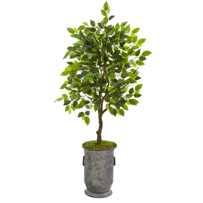 HYGGE CAVE | FICUS ARTIFICIAL TREE IN VINTAGE METAL PLANTER