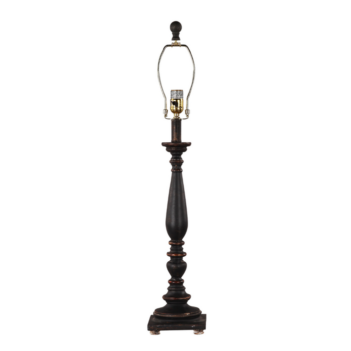DISTRESSED BLACK TRADITIONAL TABLE LAMP (BASE ONLY)