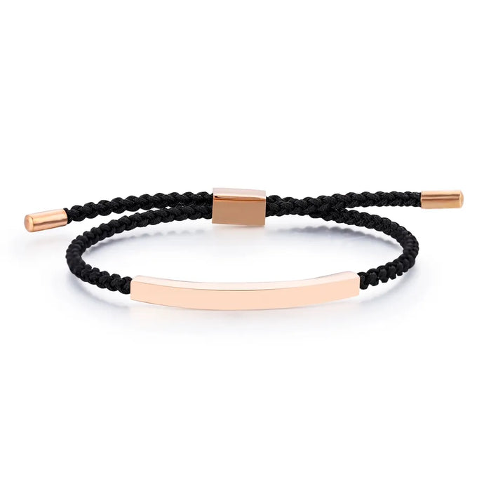 Custom Statement Jewelry / 18K Gold Plated Bar / Engravable Adjustable Colorful Braided Rope Bracelet / For Men / For Women