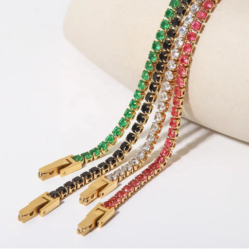 Fashion Bracelet / Multi Color Bracelet / Diamond 3mm / Zirconia / Stainless Steel / Tennis Bracelet / Jewelry Bangles / Zircon Stone / Gold Plated Bracelet