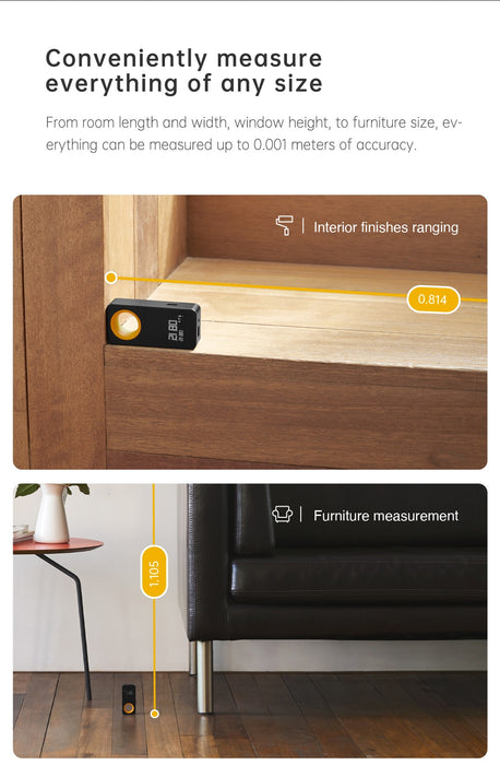 Get accurate measurements every time with the Smart Laser Tape Measure by Hygge Cave