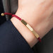 Custom Statement Jewelry / 18K Gold Plated Bar / Engravable Adjustable Colorful Braided Rope Bracelet / For Men / For Women