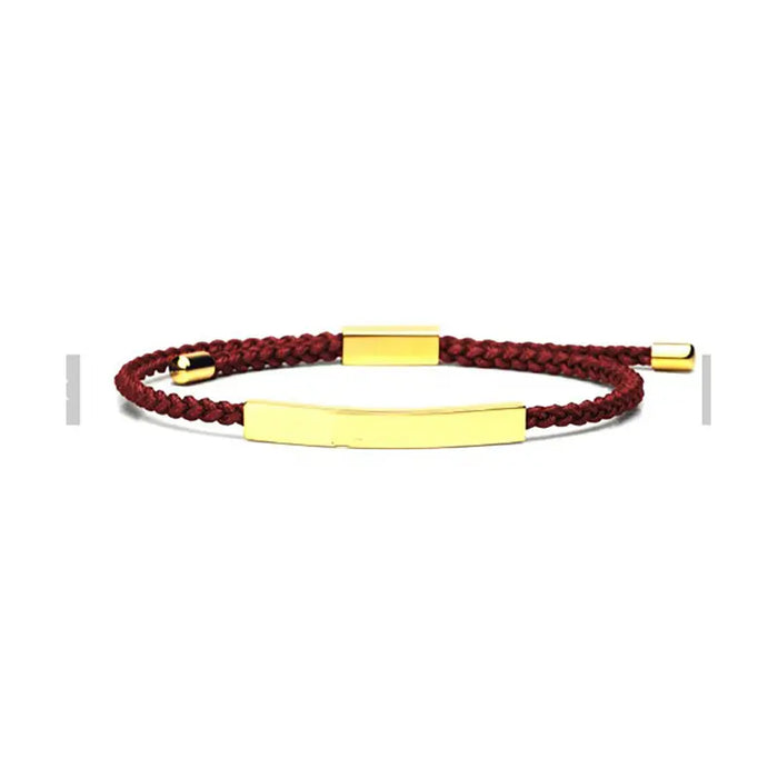 Custom Statement Jewelry / 18K Gold Plated Bar / Engravable Adjustable Colorful Braided Rope Bracelet / For Men / For Women