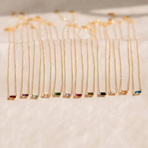 Dainty Baguette / Gemstone Charm Necklace / Stainless steel / Fashion Style / 18K Gold Plated / 24K Gold Plated