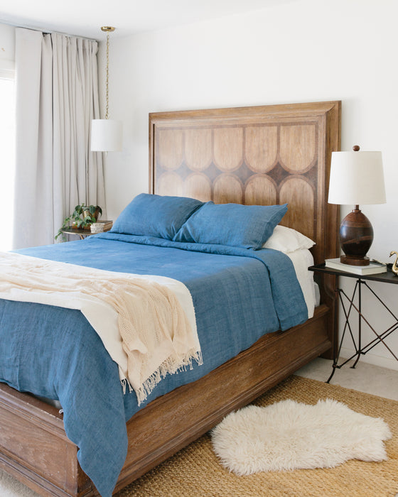 HYGGE CAVE | LINEN DUVET COVER SET - DENIM BLUE