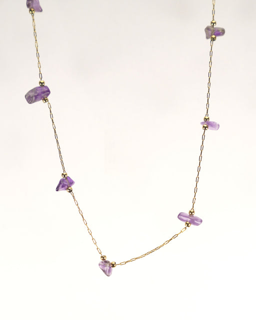Stainless Steel / Semiprecious Stone / Jewelry / 18K Gold Plated / Women's / Minimalist Gemstone Set Purple Necklace / Gemstone Set Necklace / Minimalist Necklace