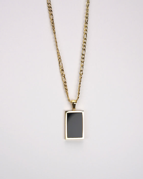 Tarnish Free / Stainless Steel / Natural Gemstone / Square Natural Gemstone Pendant Necklace / 18K Gold Plated