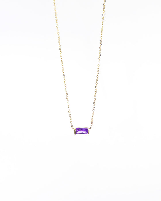 Dainty Baguette / Gemstone Charm Necklace / Stainless steel / Fashion Style / 18K Gold Plated / 24K Gold Plated