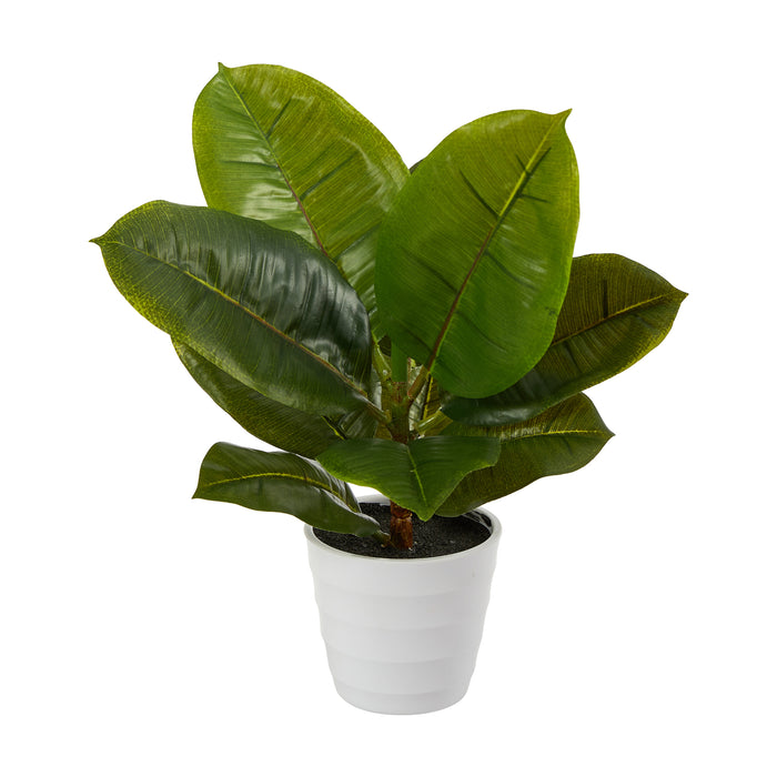 HYGGE CAVE | RUBBER LEAF ARTIFICIAL PLANT IN WHITE PLANTER