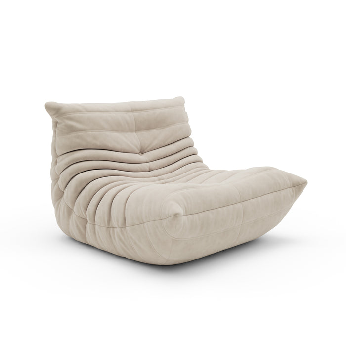 A cozy lounge bean bag chair with an ottoman for ultimate relaxation and comfort.