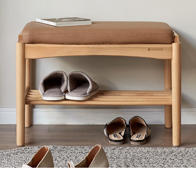 NORDIC WOODEN BENCH WITH STORAGE